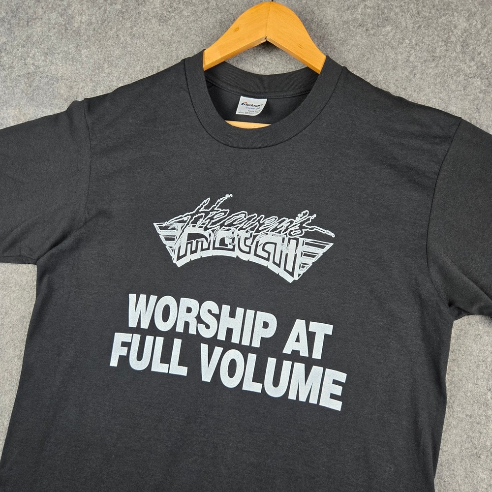 Vintage Heavens Metal Magazine Shirt Mens Large Black Worship At Full Volume 80s